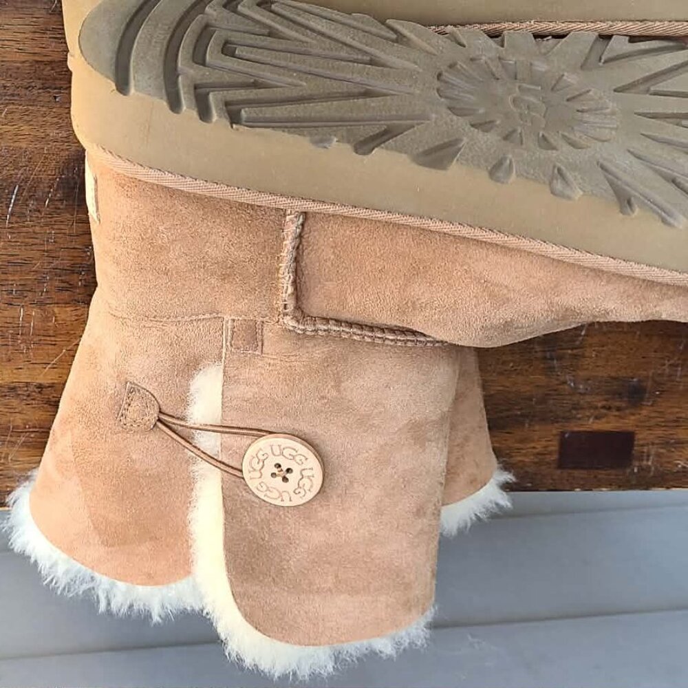 UGG Chestnut Suede Shearling Bailey Button Boots … - image 6